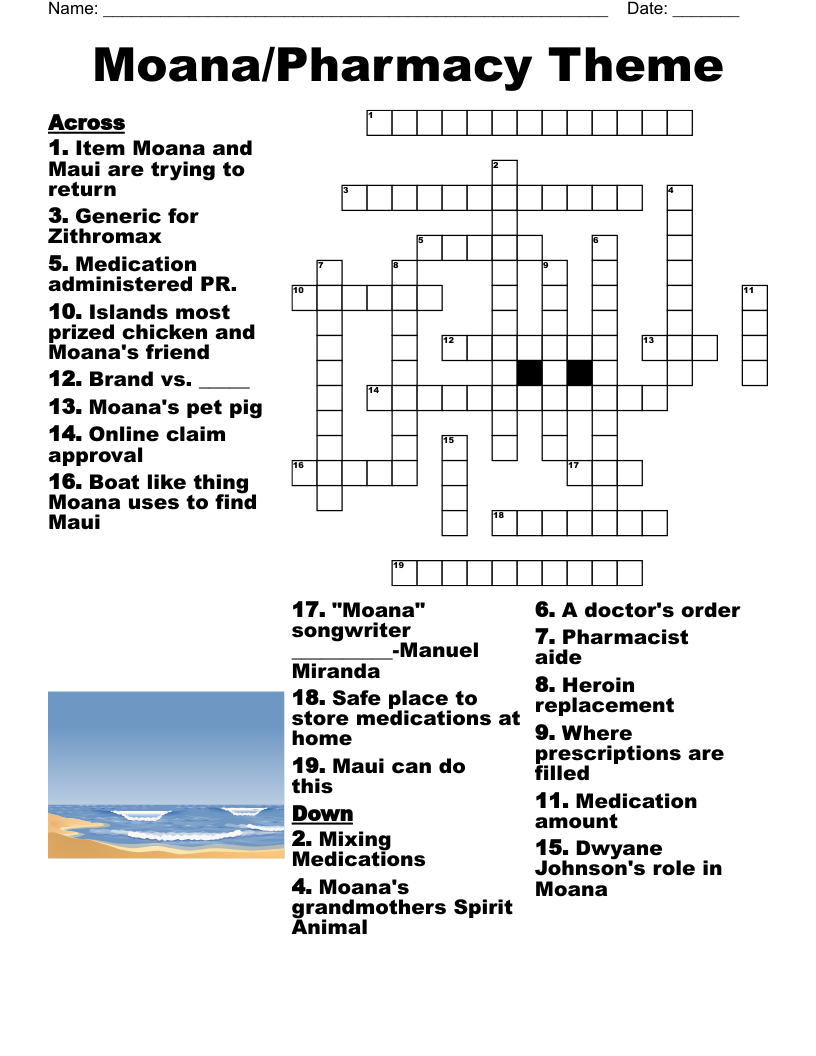 Moana Crossword Puzzle WordMint