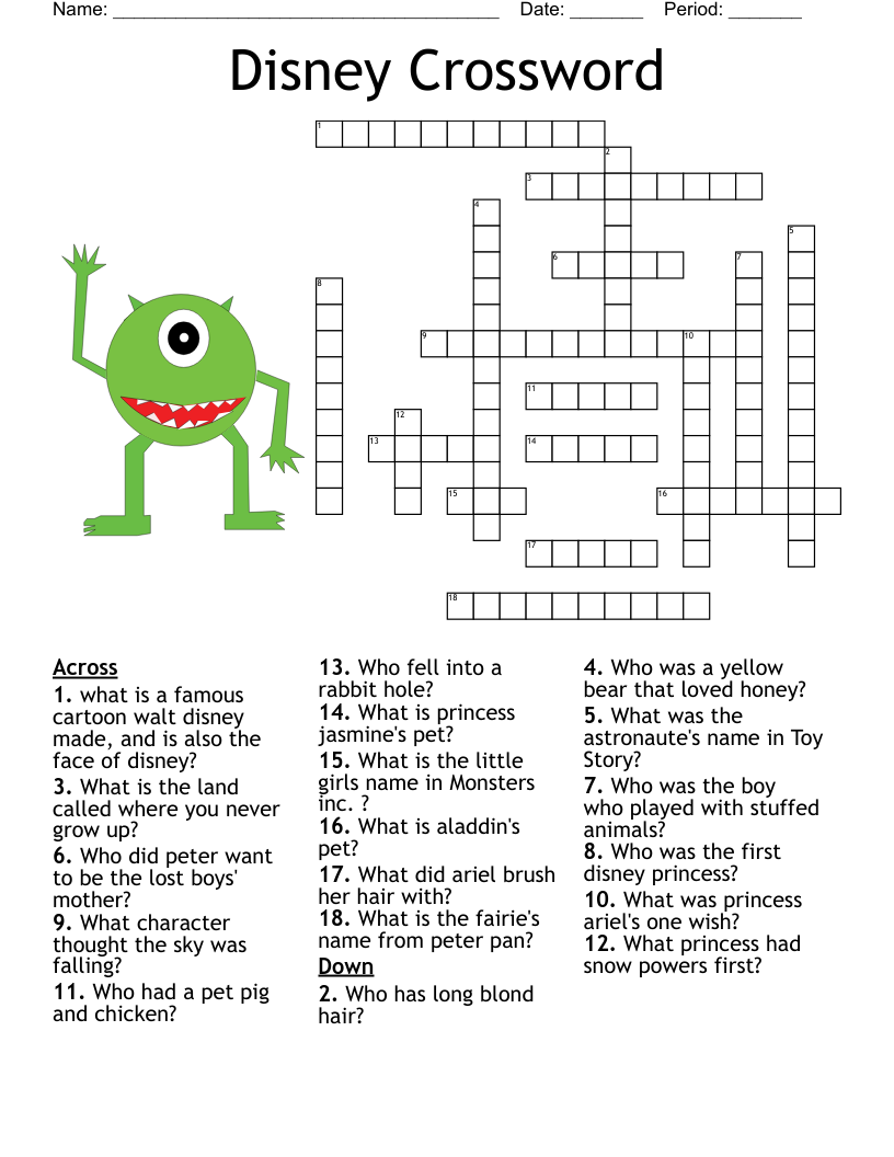 Moana Crossword WordMint