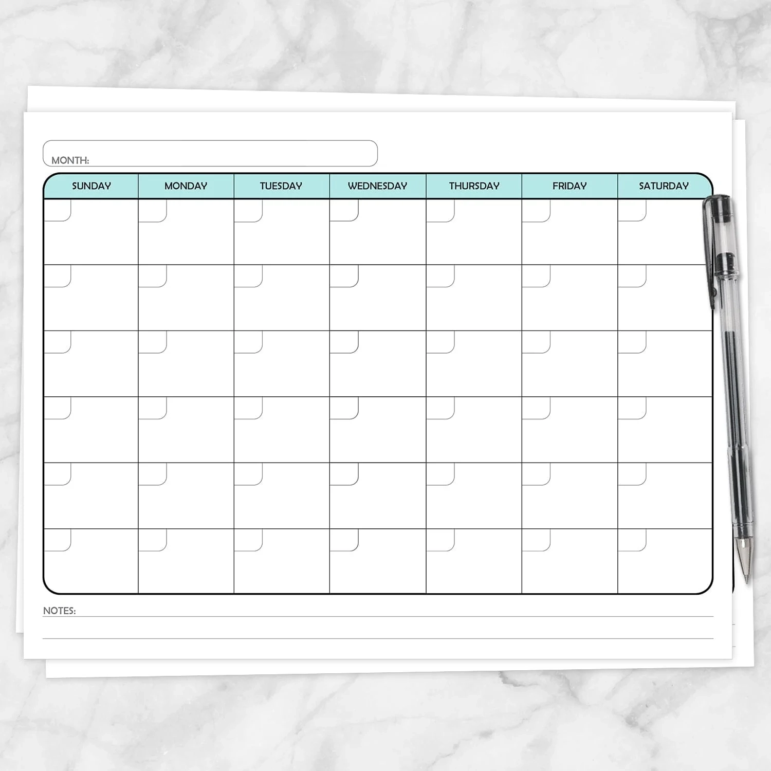 Printable Blank Monthly Calendar