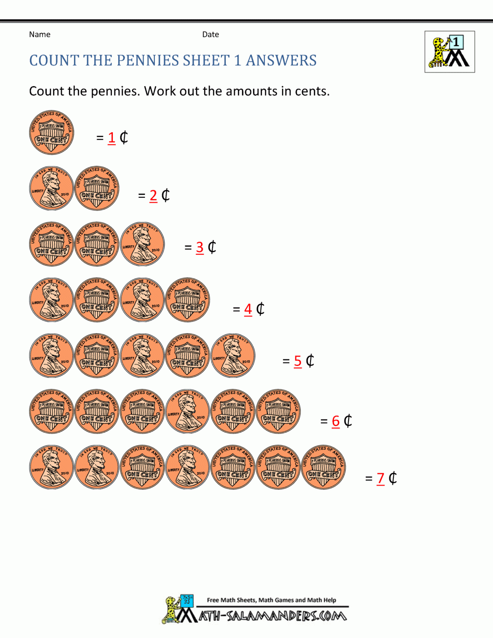 Money Worksheets For 1st Grade