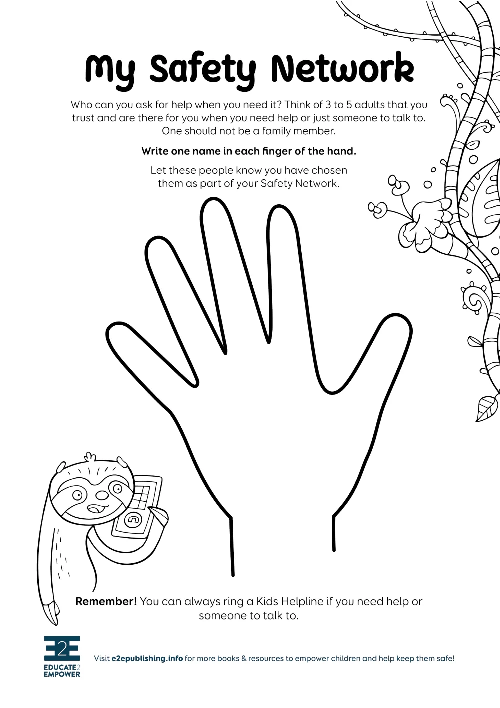 My Safety Network Activity Sheet Educate2Empower Publishing