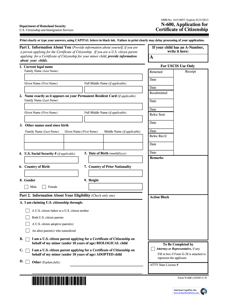 N600 Form Fill Out amp Sign Online DocHub