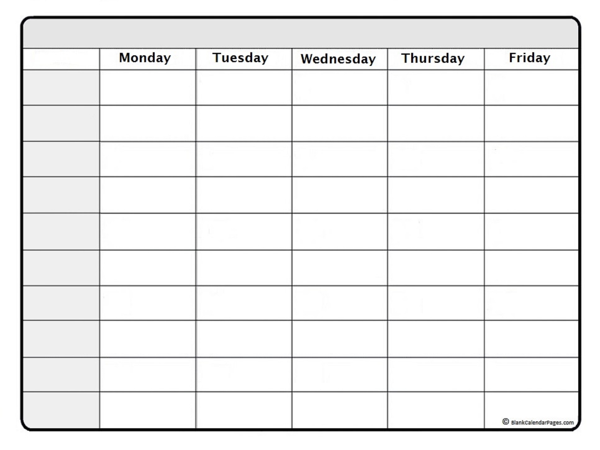 Printable Blank Work Week Calendar