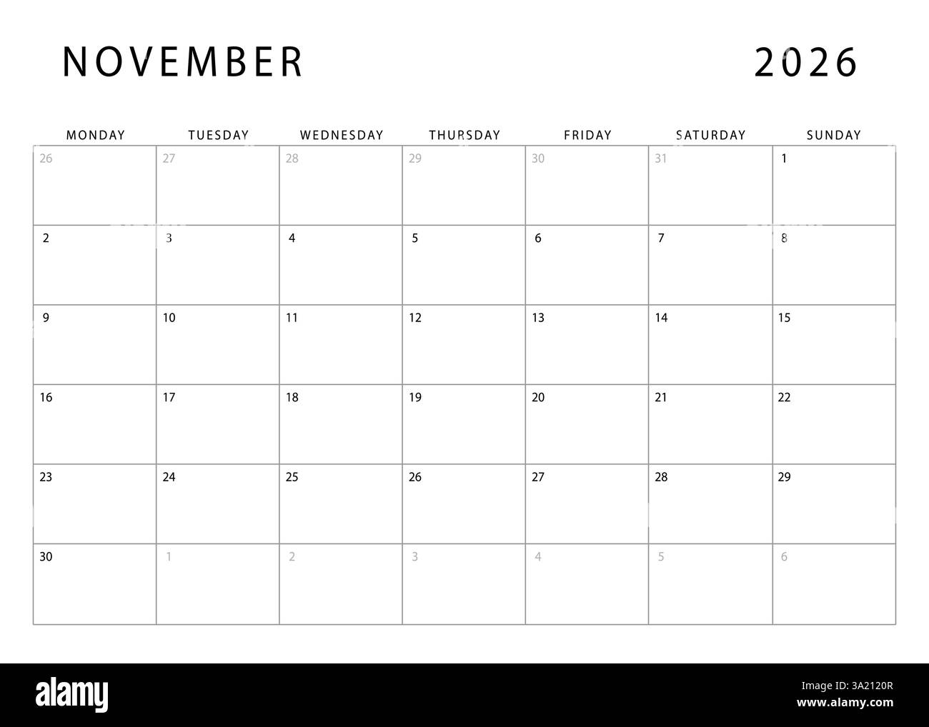November 2026 Template Printable Calendar