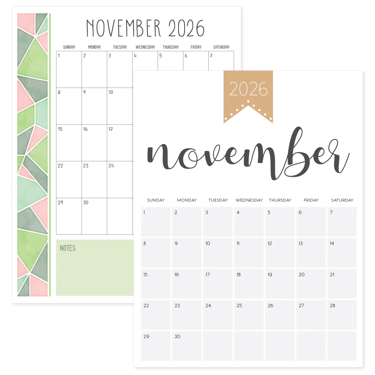 Free Printable Calendar Template November 2026