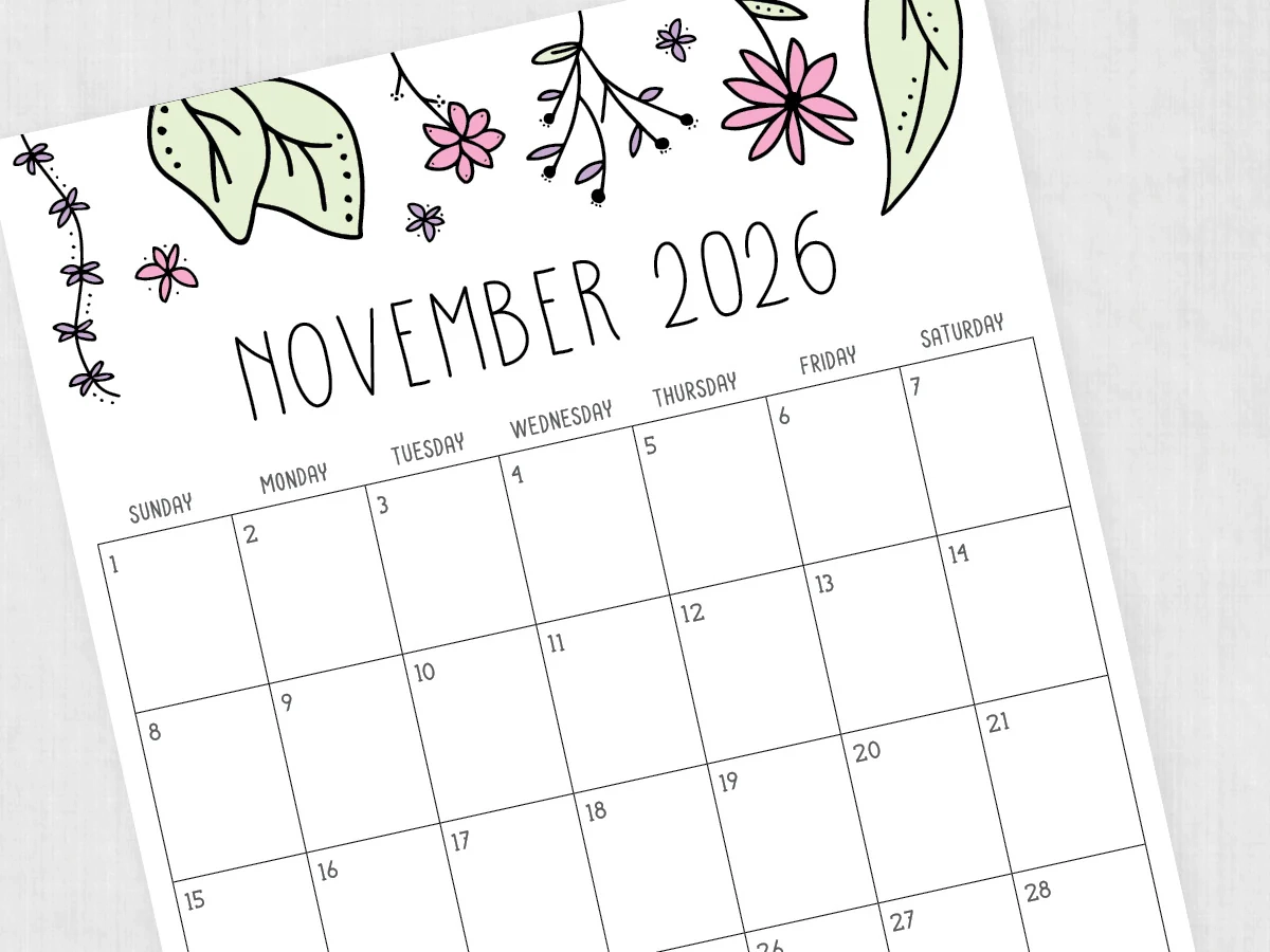 Cute November 2026 Calendar Printable
