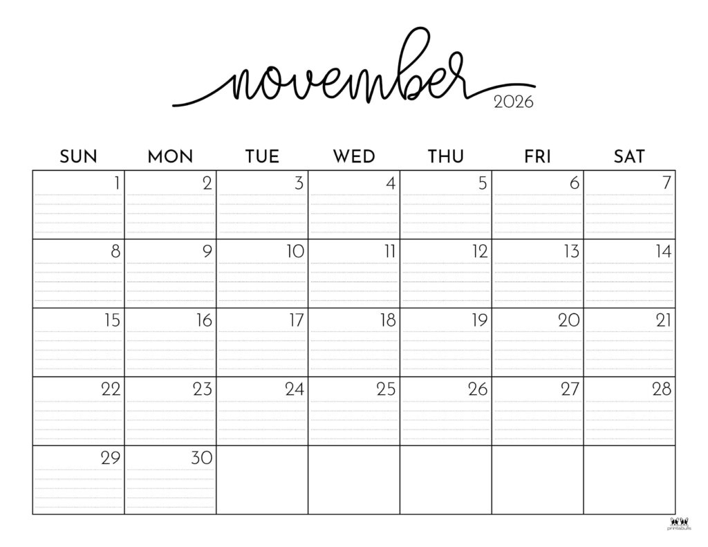 November 2026 Calendar Printable Word