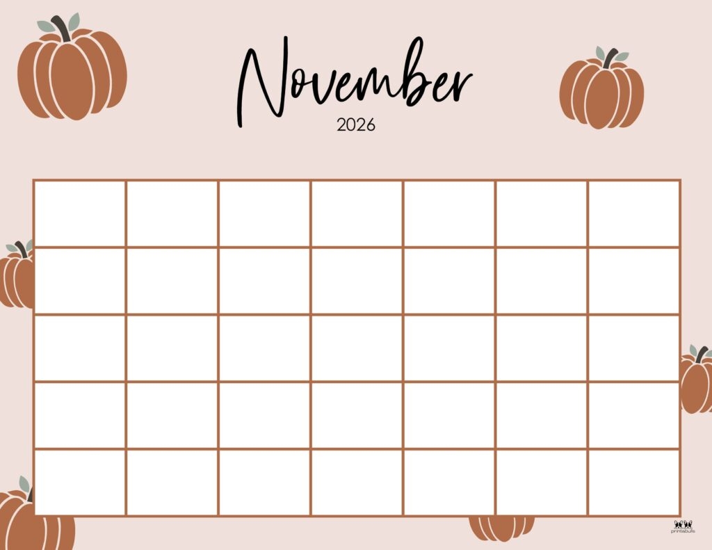 Free Printable For November 2026 Calendar