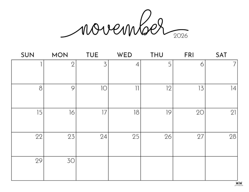 Printable Calendar 2026 November