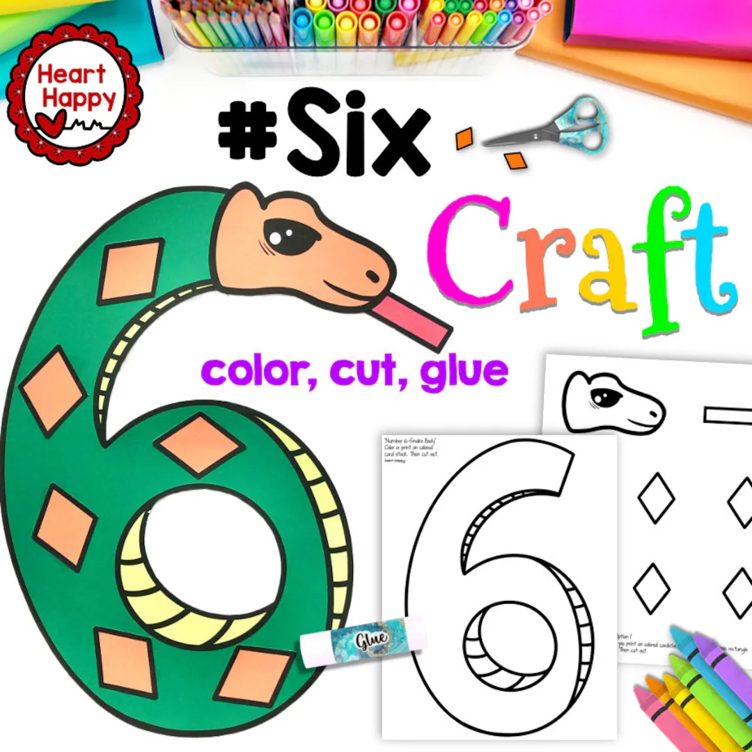 Number Six Craft Kids Printable Craft Template Number 
