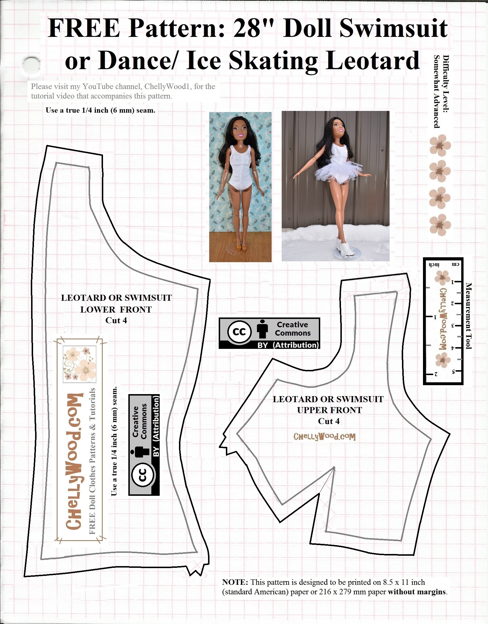 PDFpattern Wednesday 28 Doll Clothes FREE Swimsuit Or Leotard 