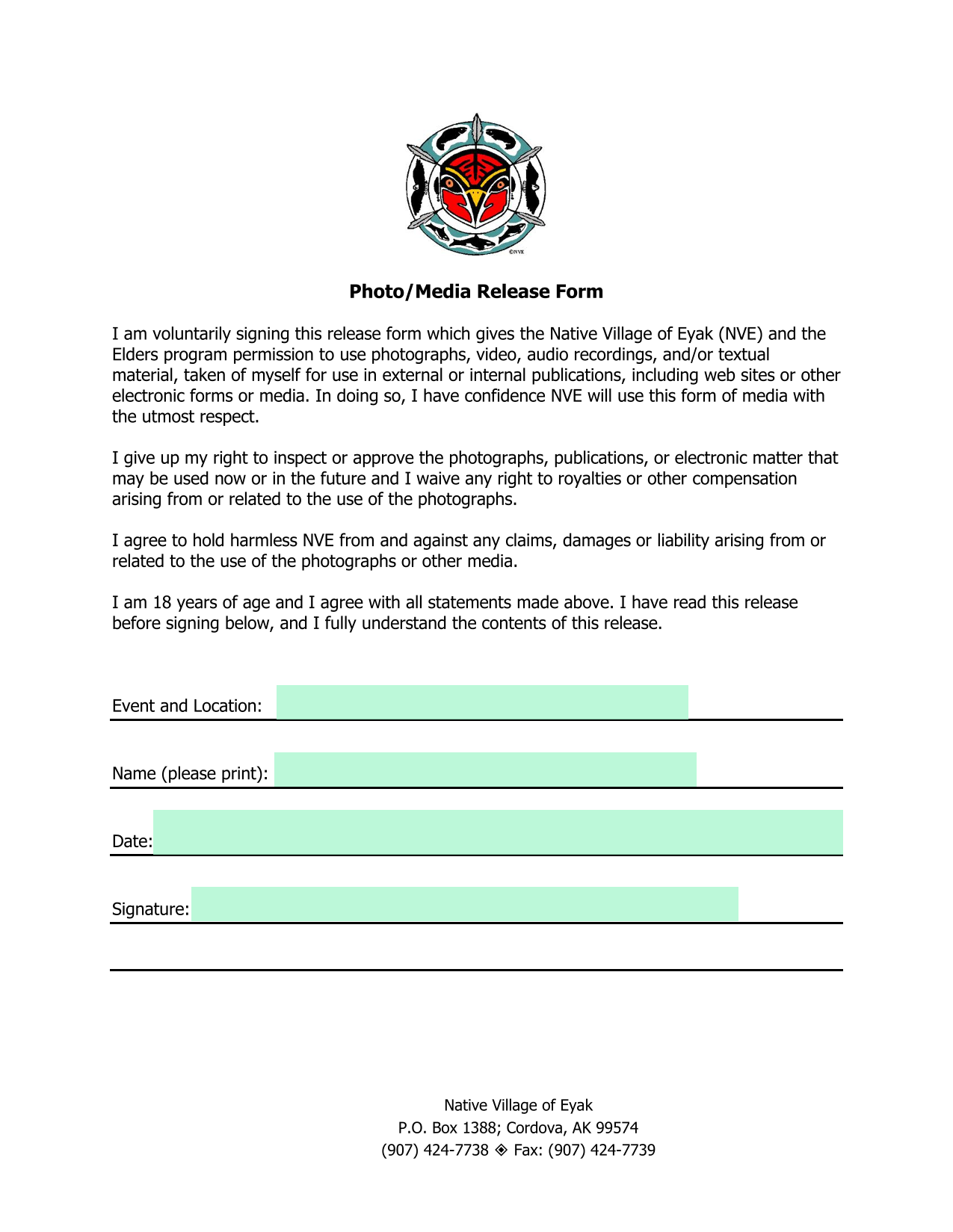 PhotoMedia Release Form