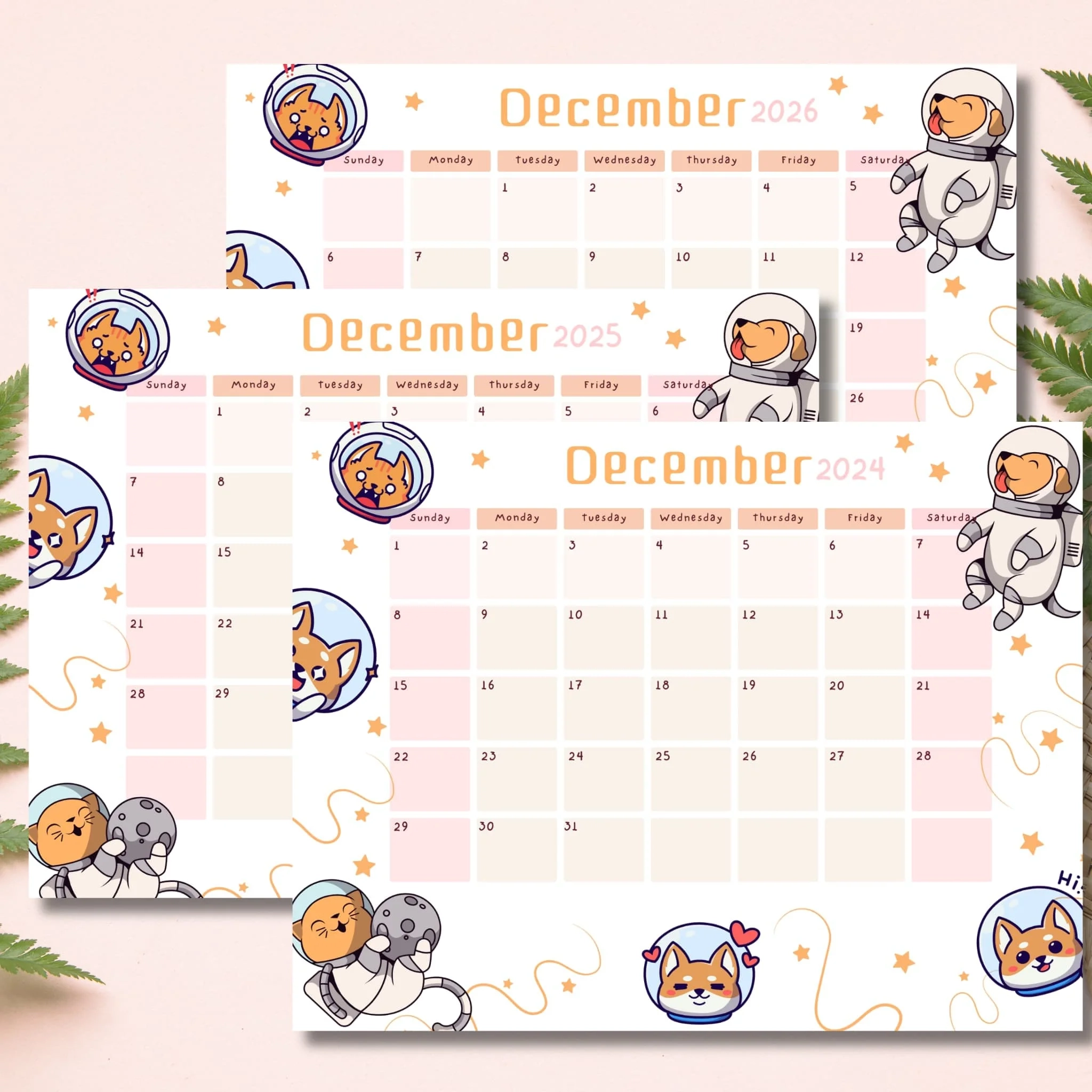 December 2026 Star Calendar Printable