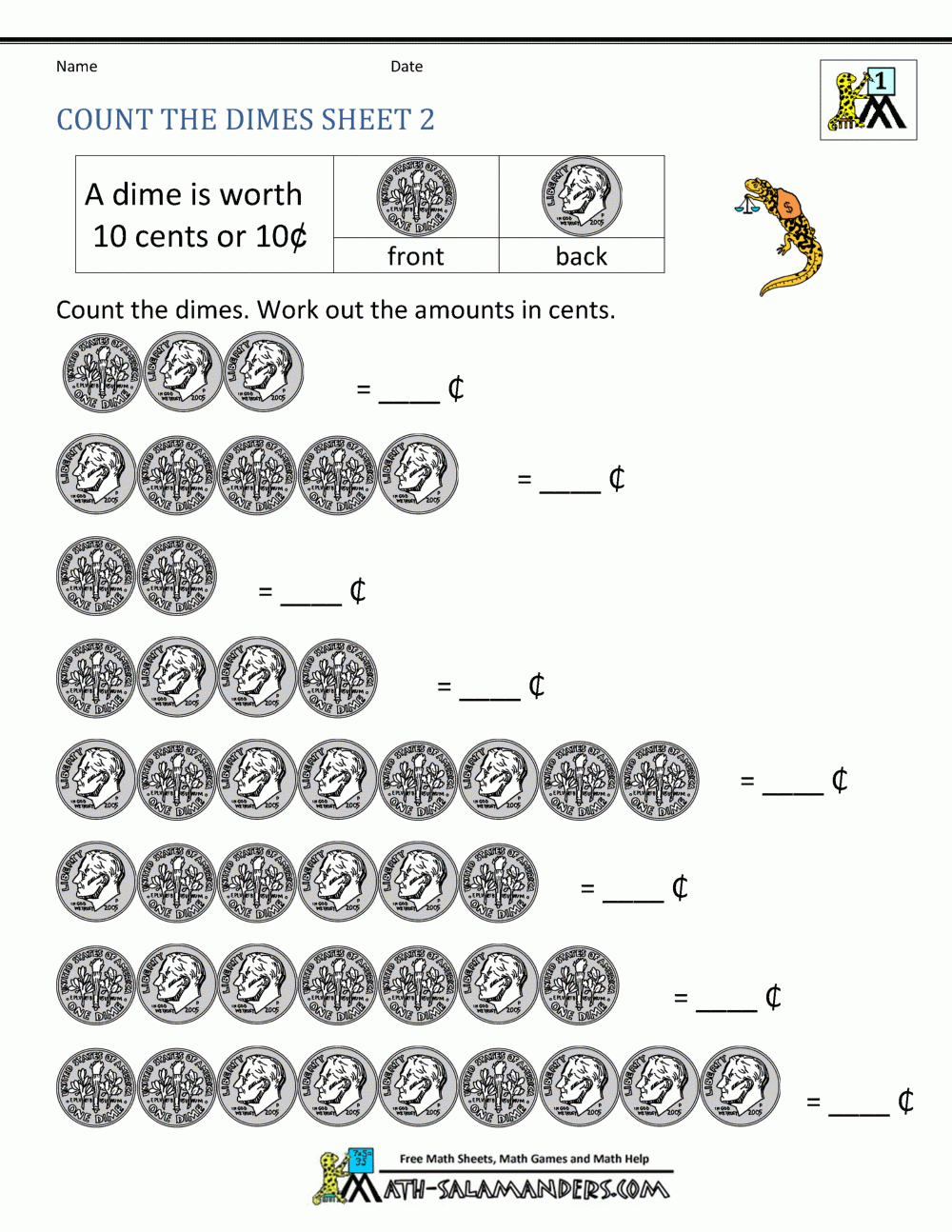 Money Worksheets Printable 1st Grade