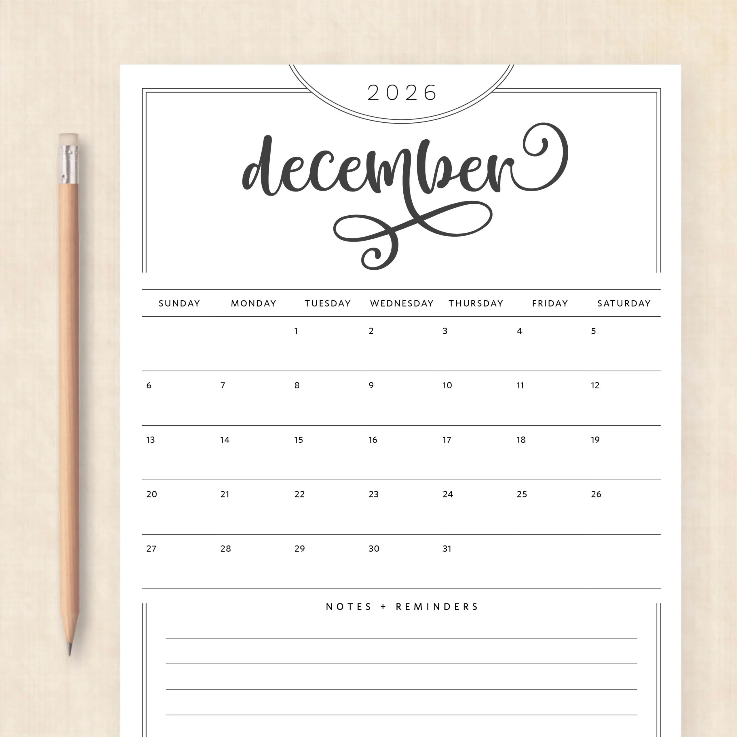 Printable 2026 Calendar Flawless Flourish