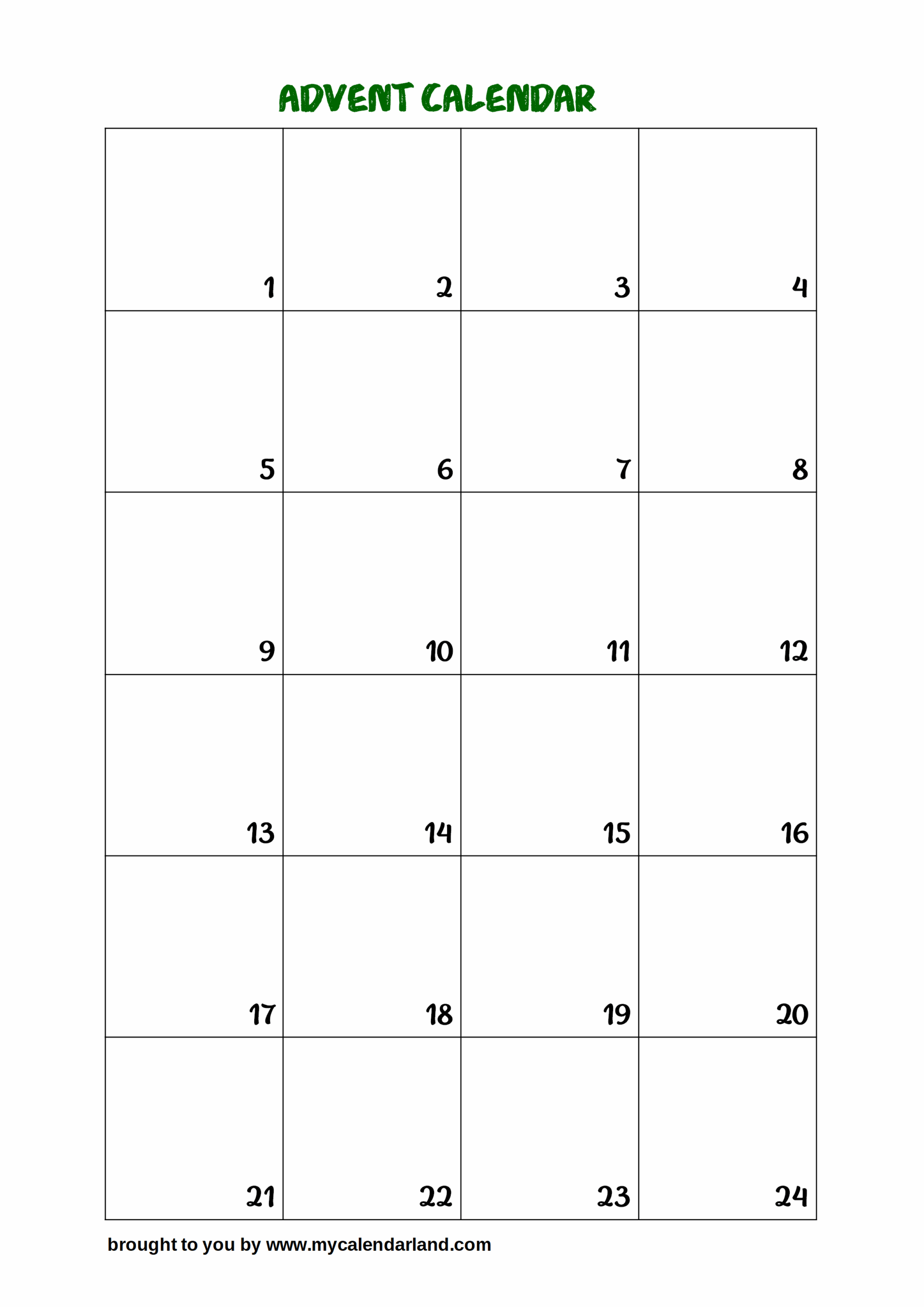 Advent Calendar Templates Printable