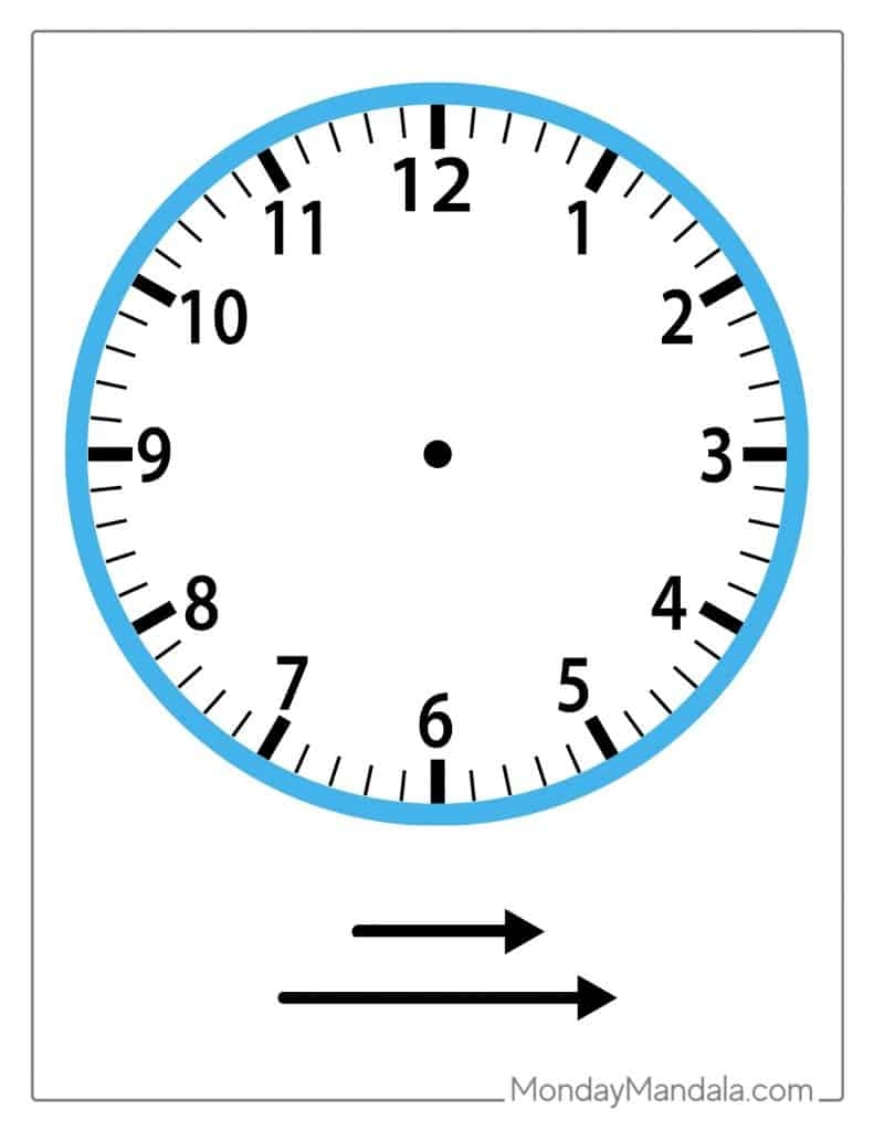 Printable Clock Needle Clock Faces To Print For Kids Clock Face 