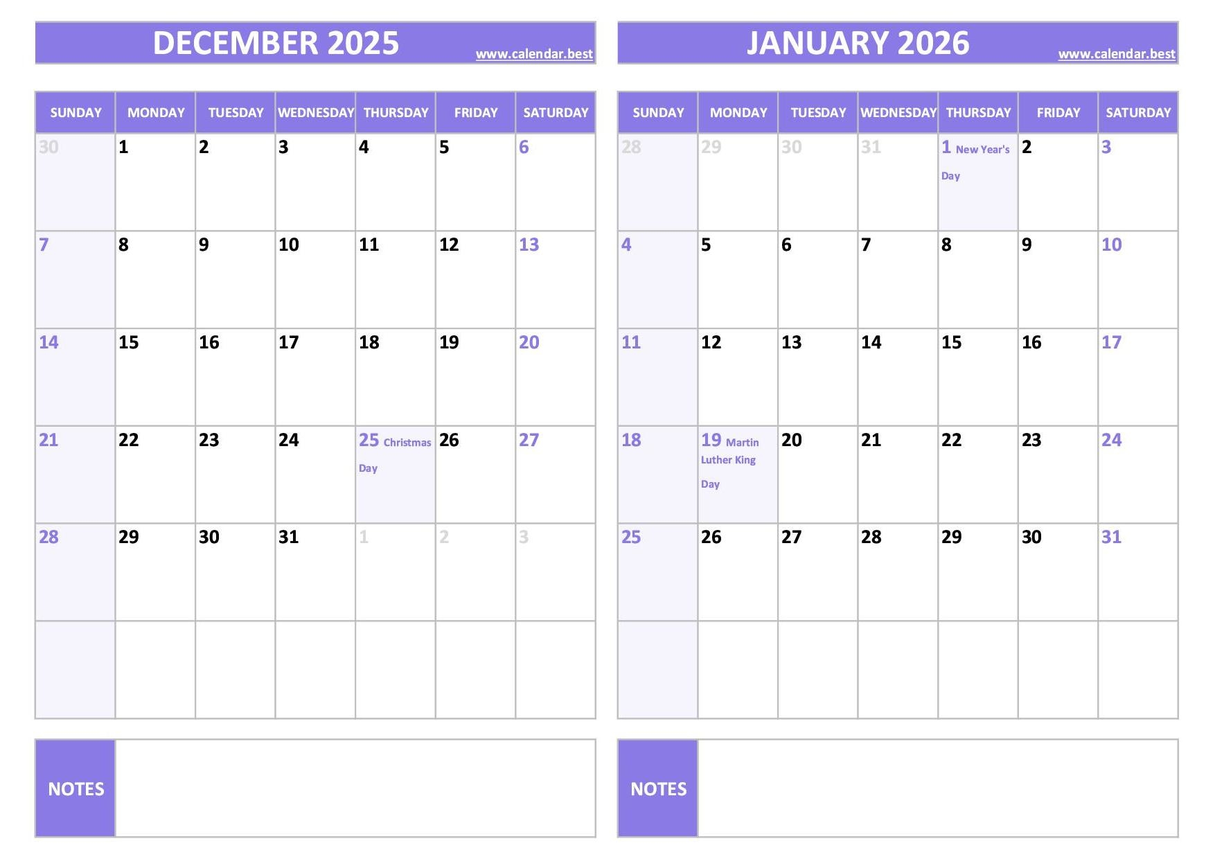 Free Printable December January February Calendar