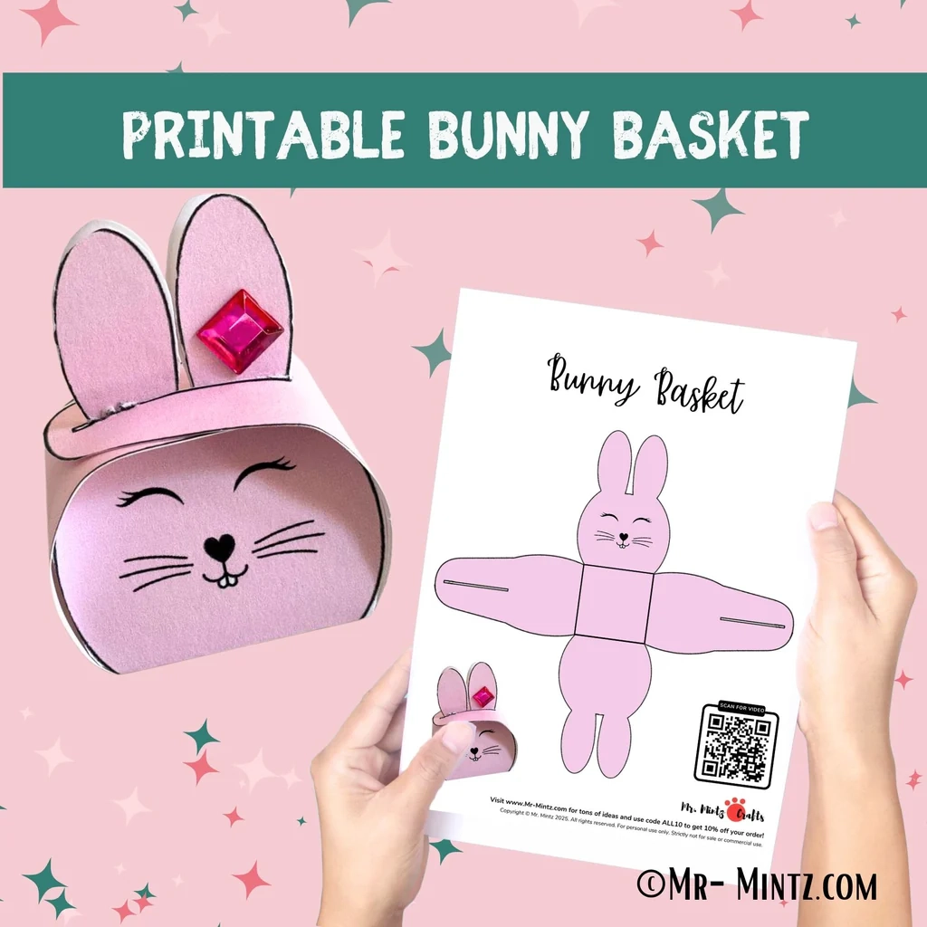 Printable Easter Bunny Basket Template For Kids Mr Mintz Easy 