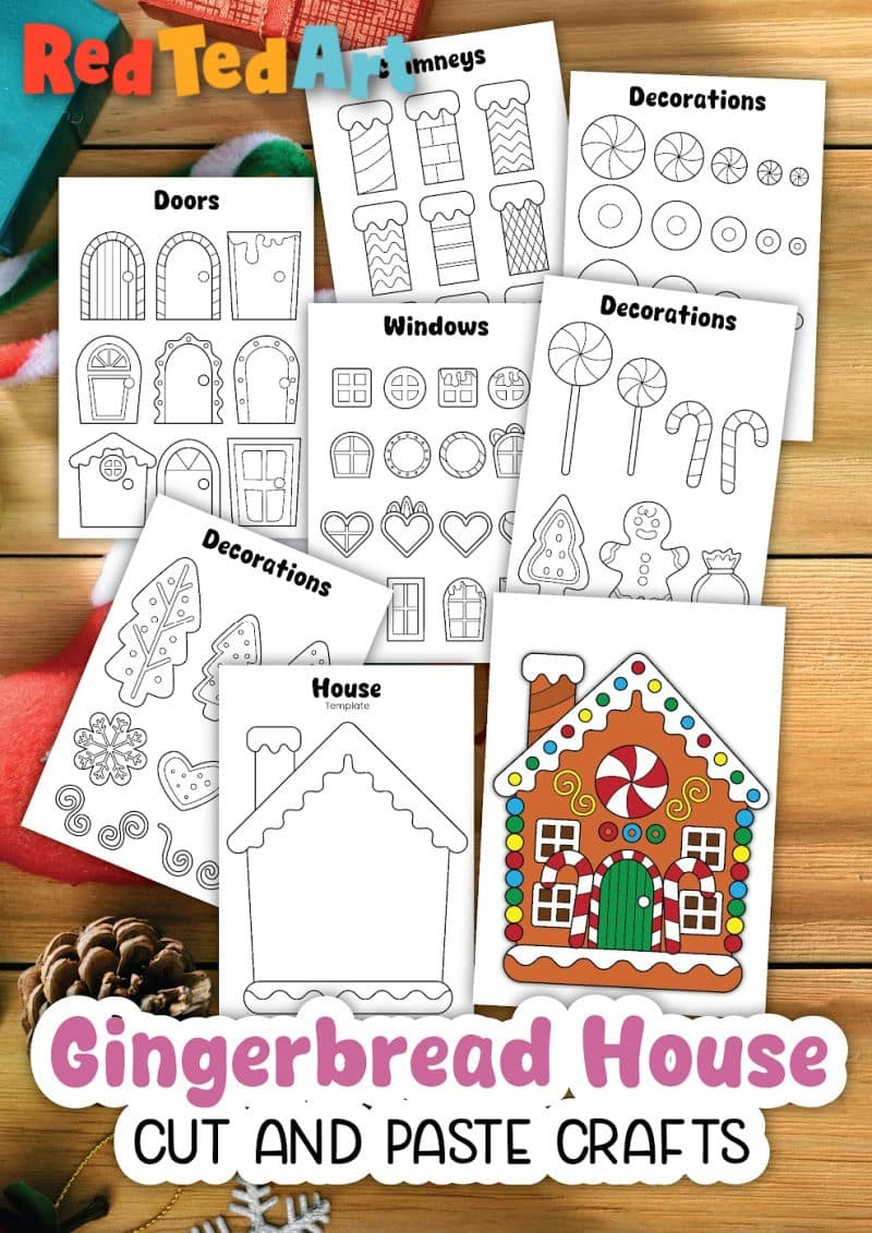 Printable Gingerbread House Cut amp Paste Activity Red Ted Art 