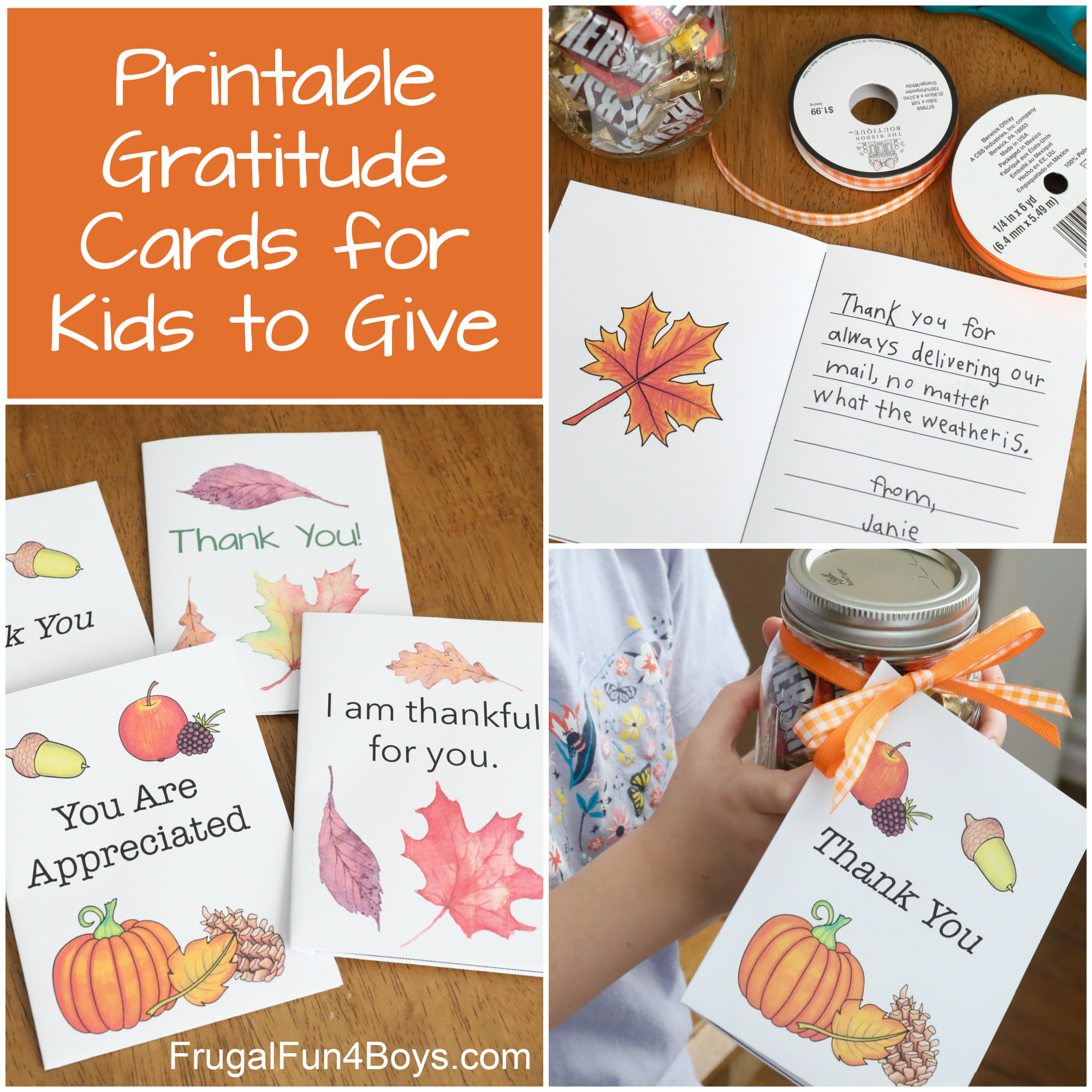 Printable Gratitude Cards Kids Thanksgiving Activity Frugal 