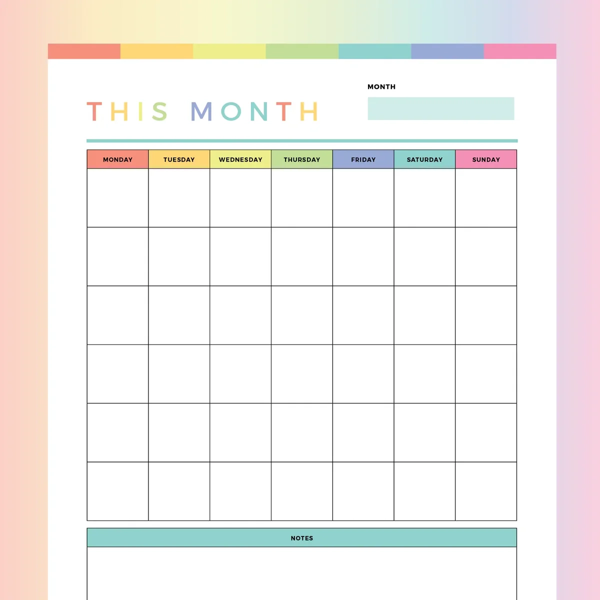 Printable Kids January Calendar Blank