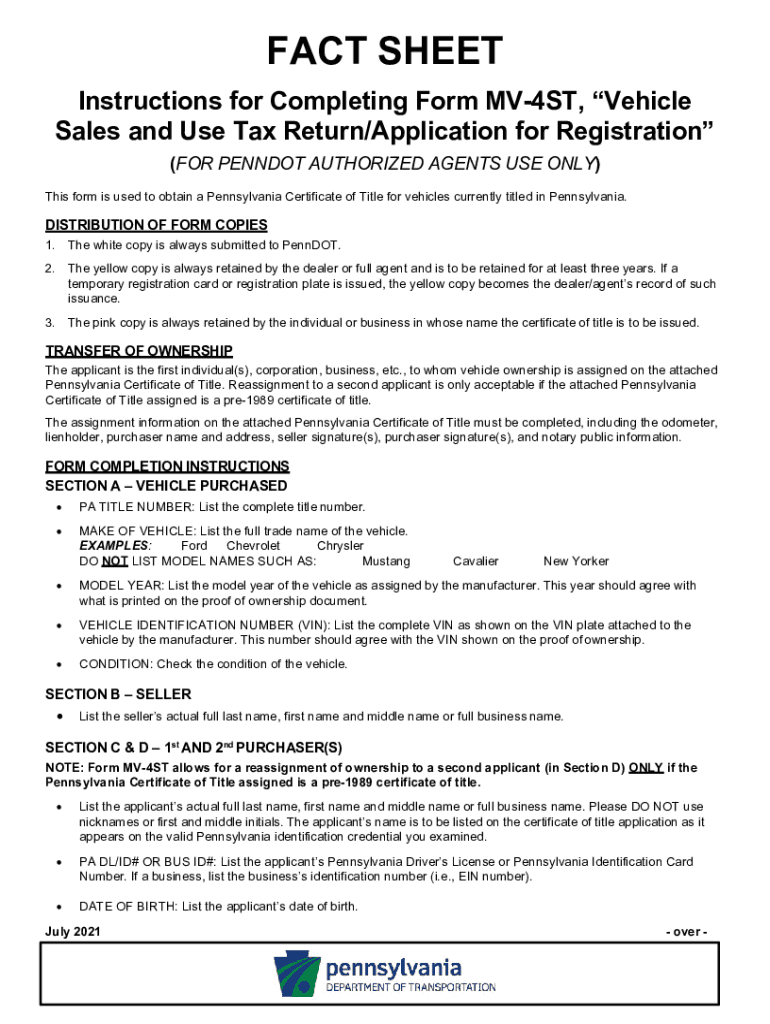 Pa Form Mv 141 Printable