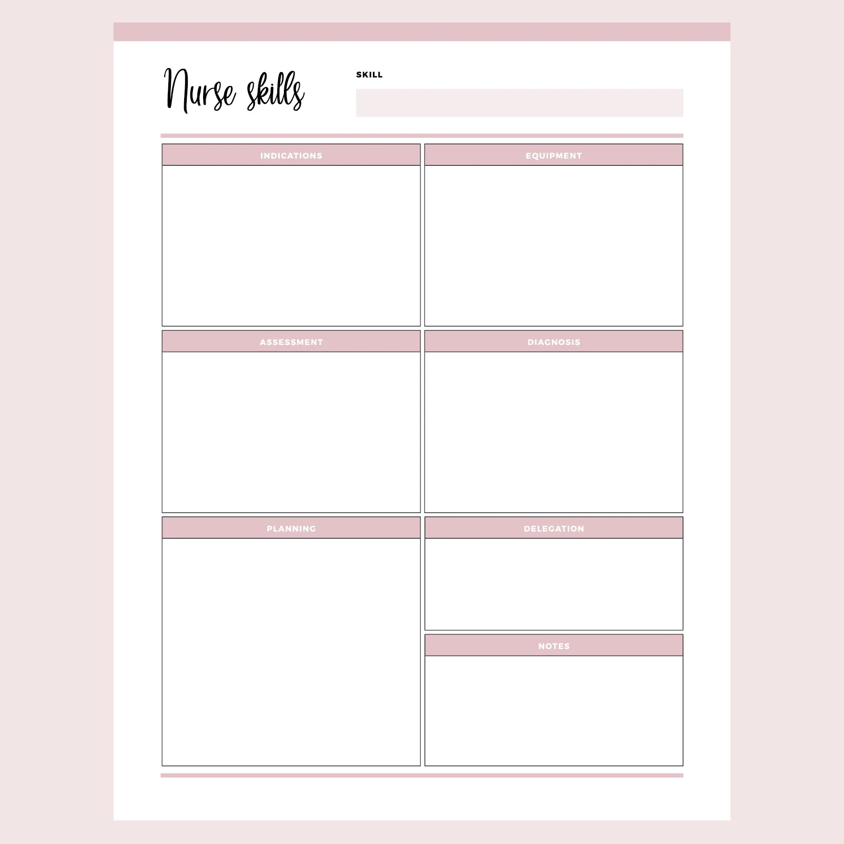 Printable Nursing Notes Template