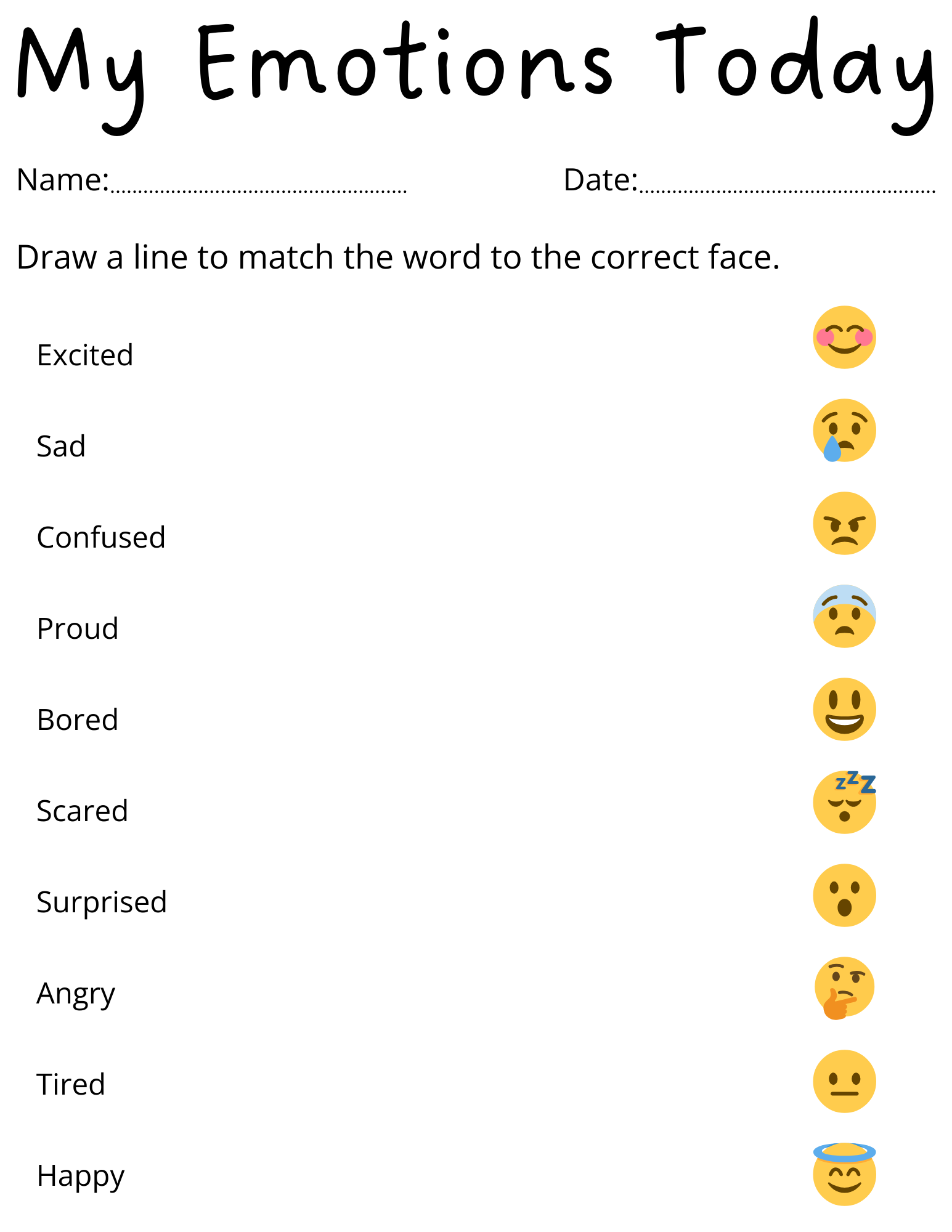 Printable Preschool Feelings And Emotions Worksheets For 