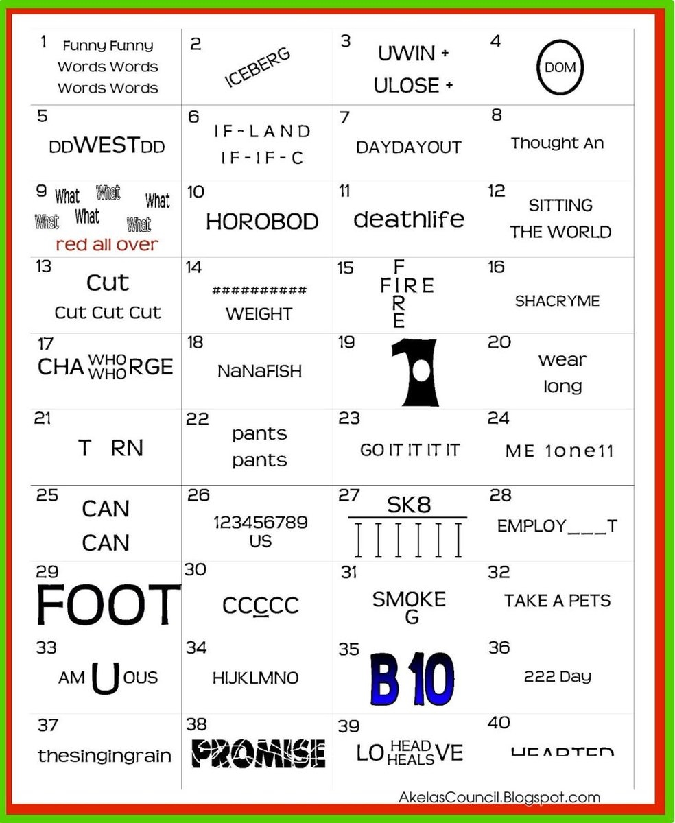 Printable Rebus Puzzles With Answer Key