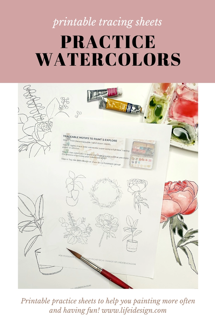 Printable Watercolor Tracing Sheets Nicki Traikos Life I Design 