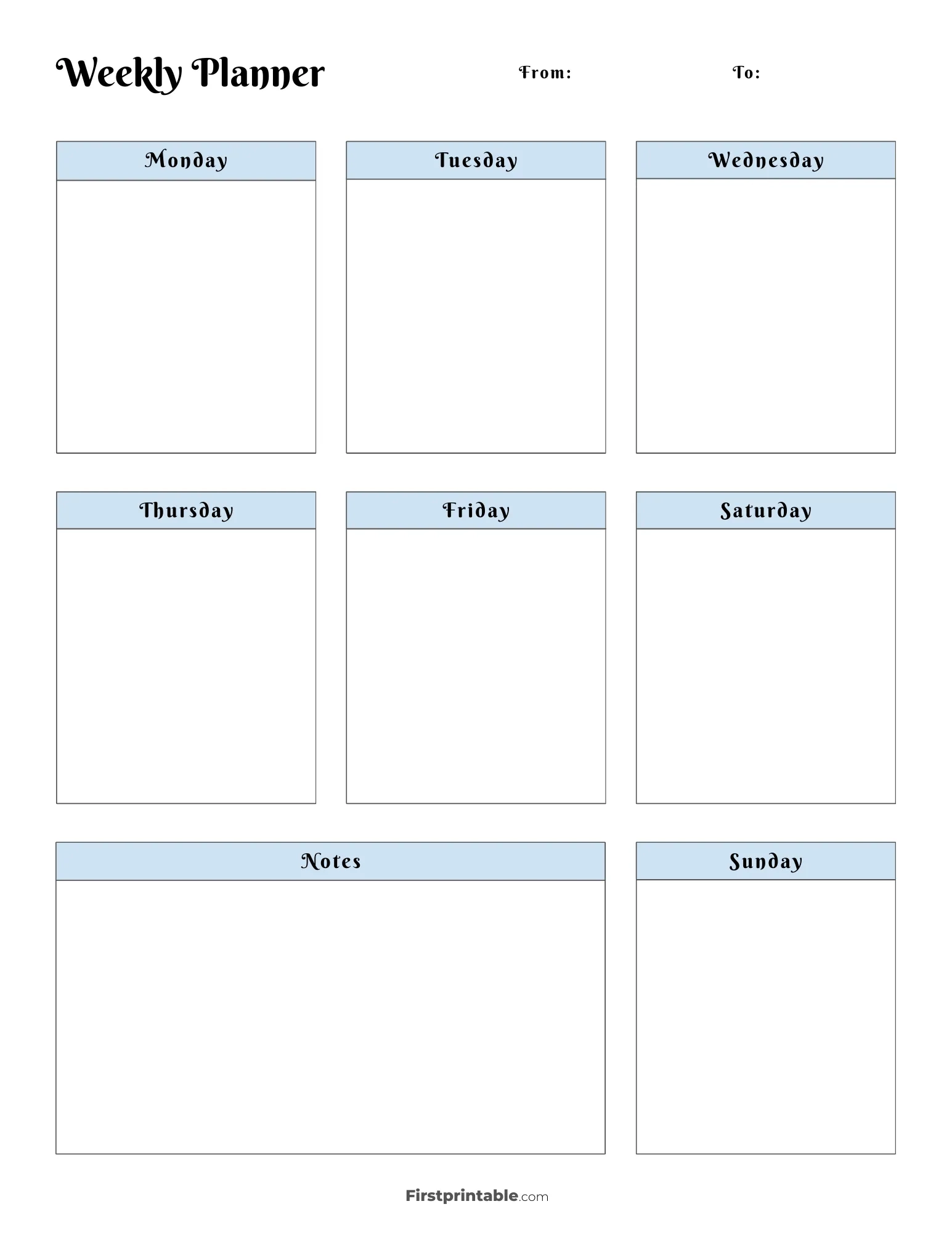 Weekly Calendar Printable Template