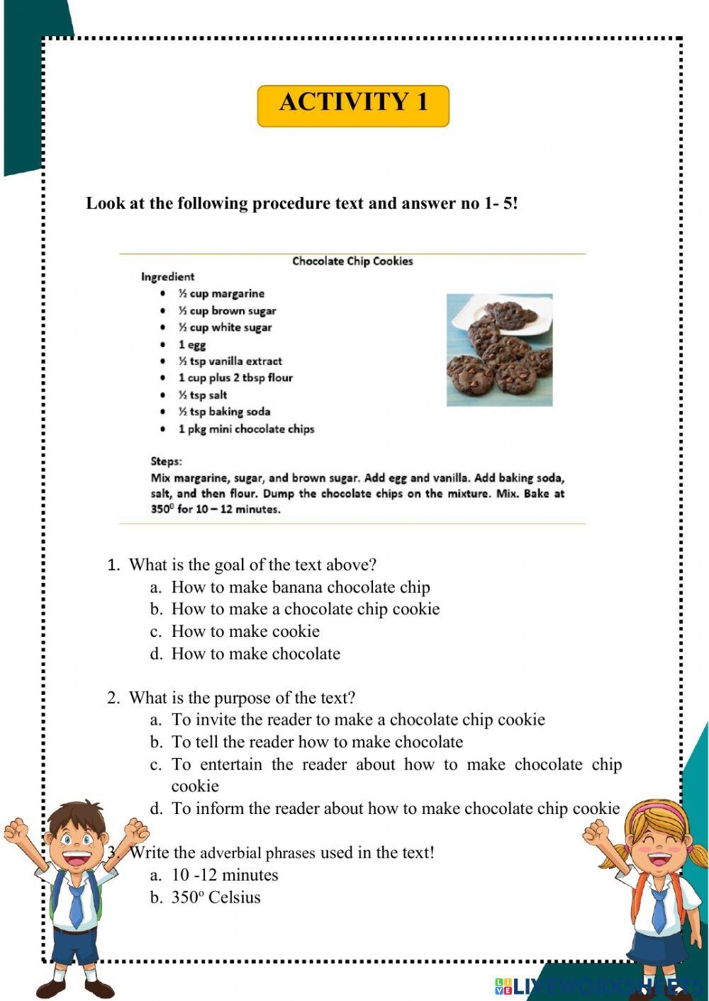 Procedure Text Free Interactive Worksheets 2251427