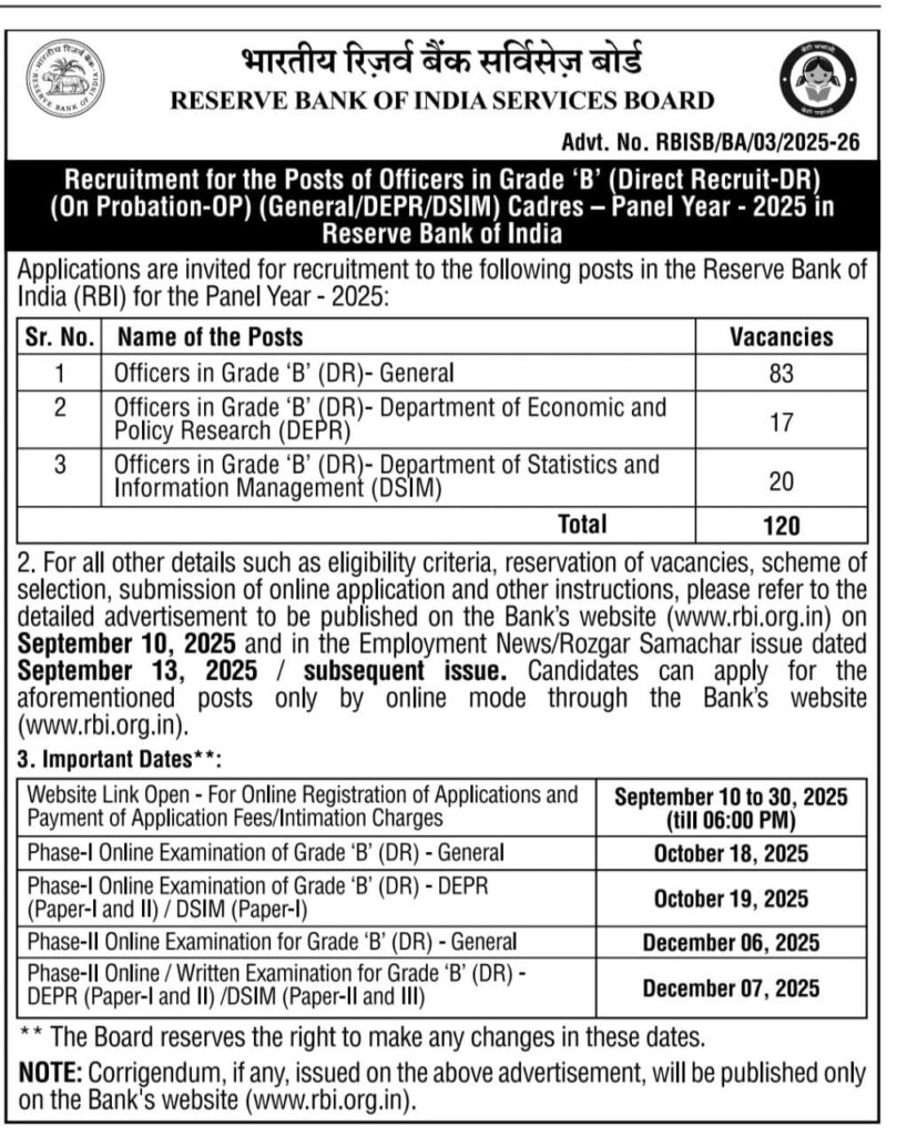 Rbi Grade B Application Form 2026 Website