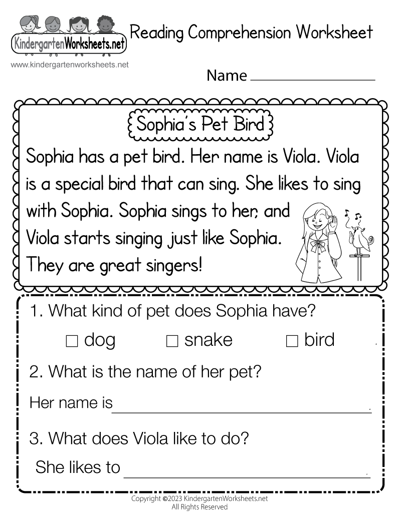 Printable Reading Worksheets For Kindergarten