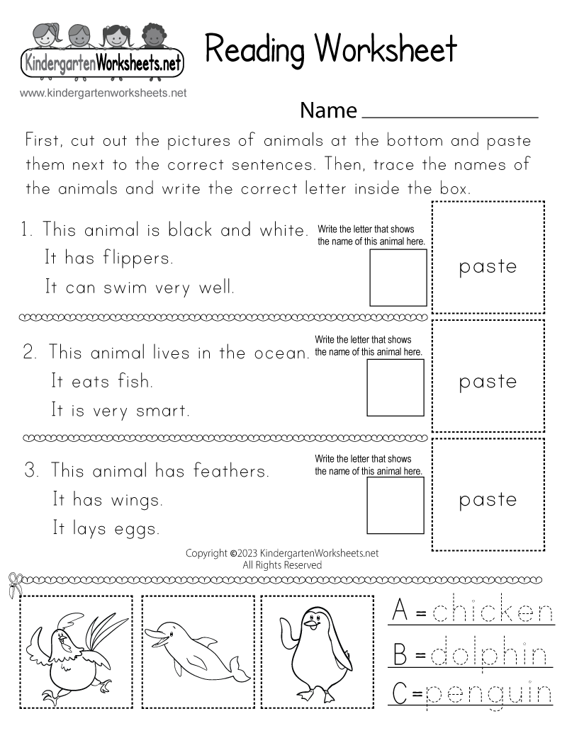 Reading Worksheets For Kids Printable