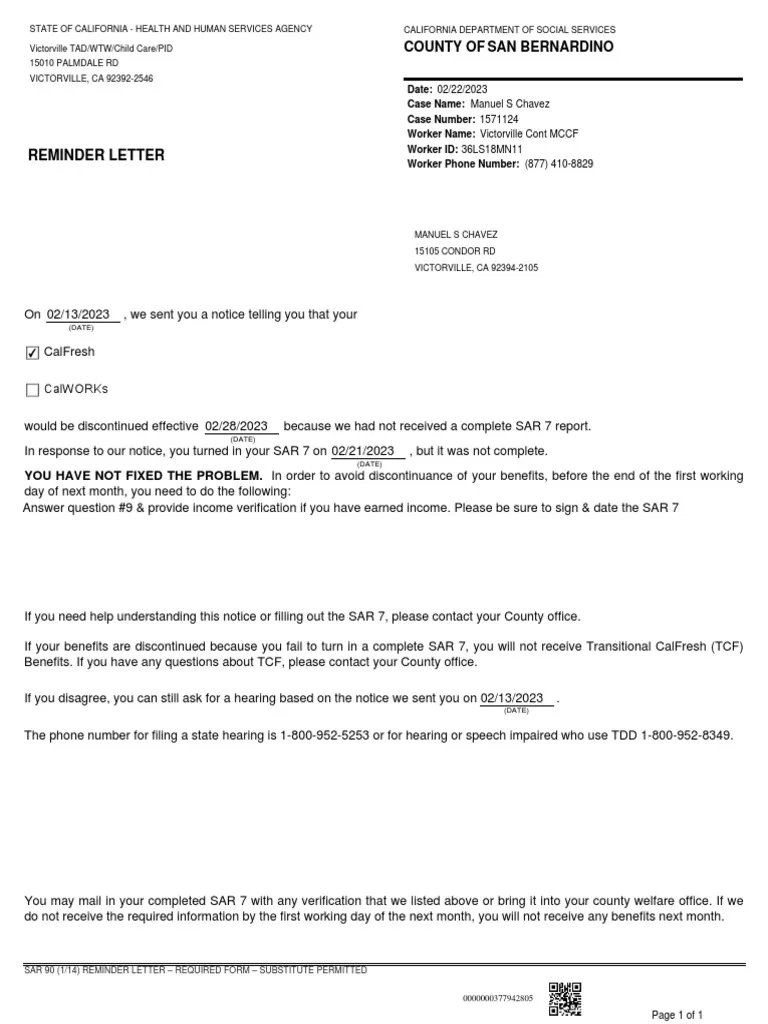 SAR 7 Reminder For Benefits Compliance PDF Welfare