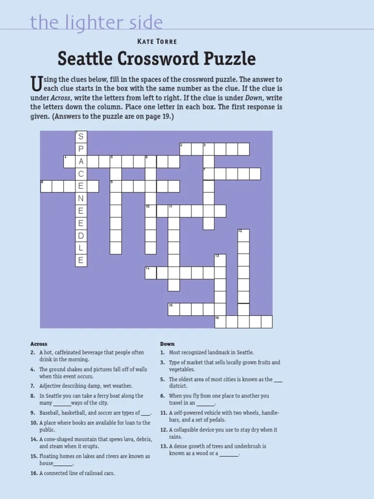 Seattle Crossword Puzzle PDF