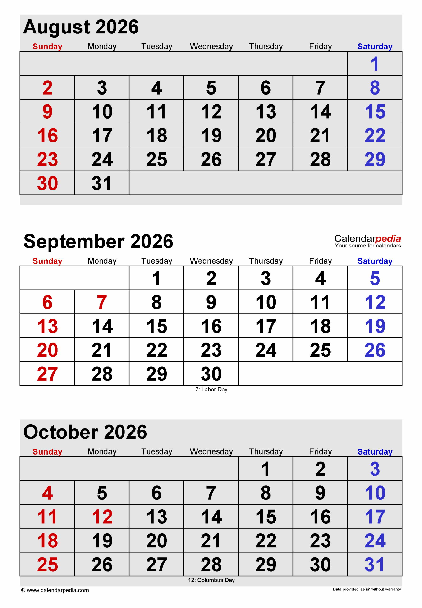 September 2026 Calendar Templates For PDF Excel And Word