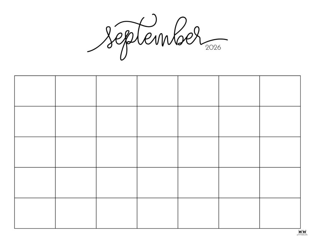 2026 Printable Calendar By Month September