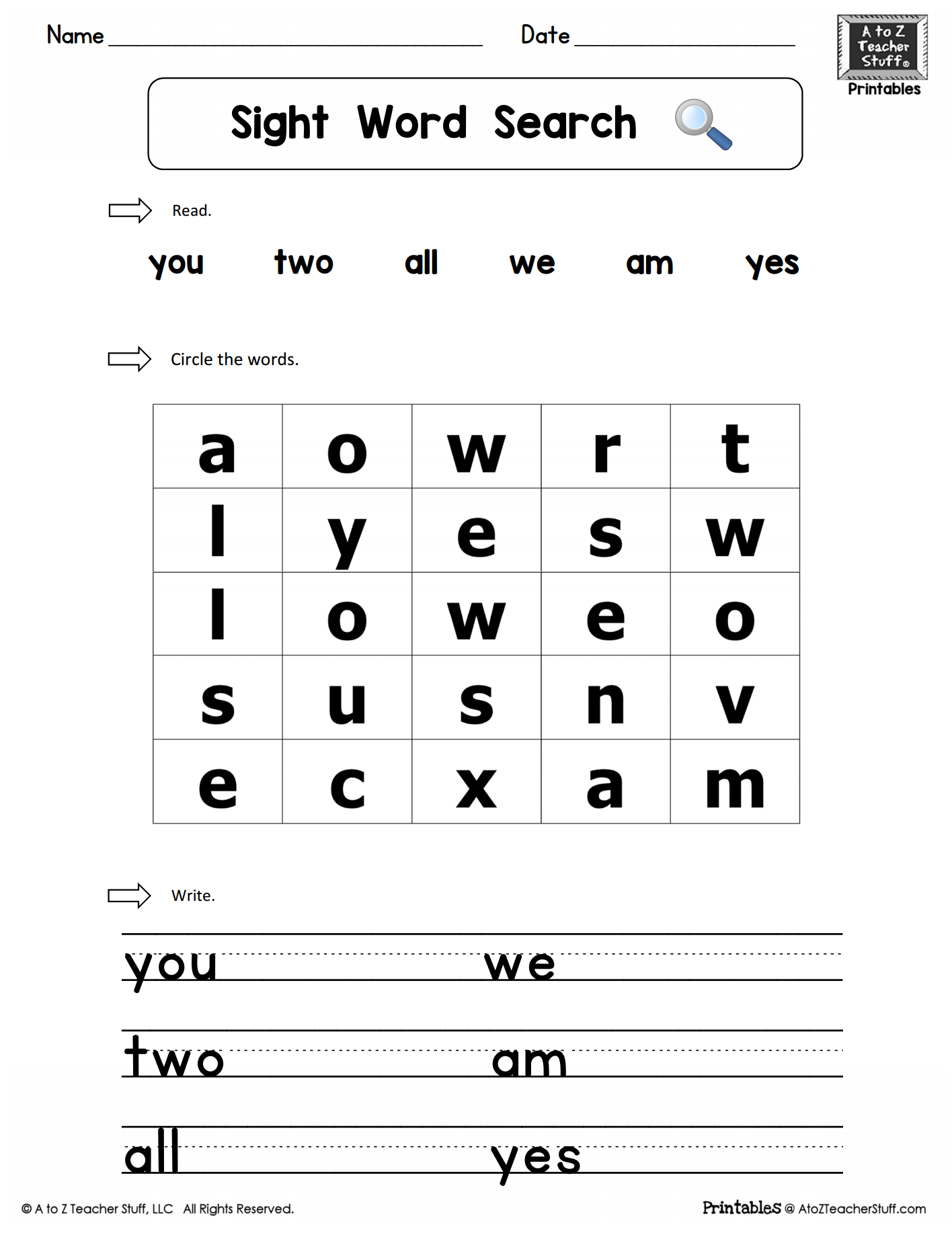 Kindergarten Sight Words Worksheets Free Printables