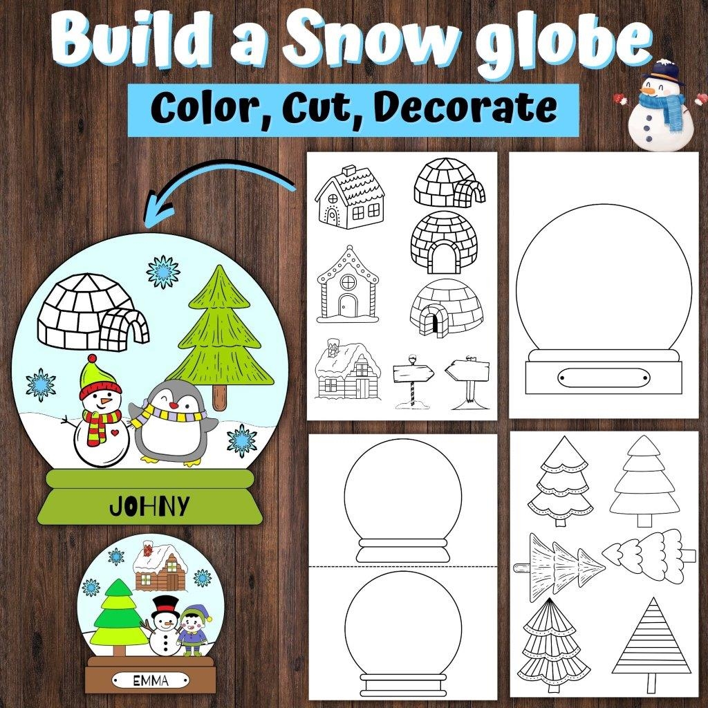Snow Globe Template Snow Globe Craft Color Cut Paste 