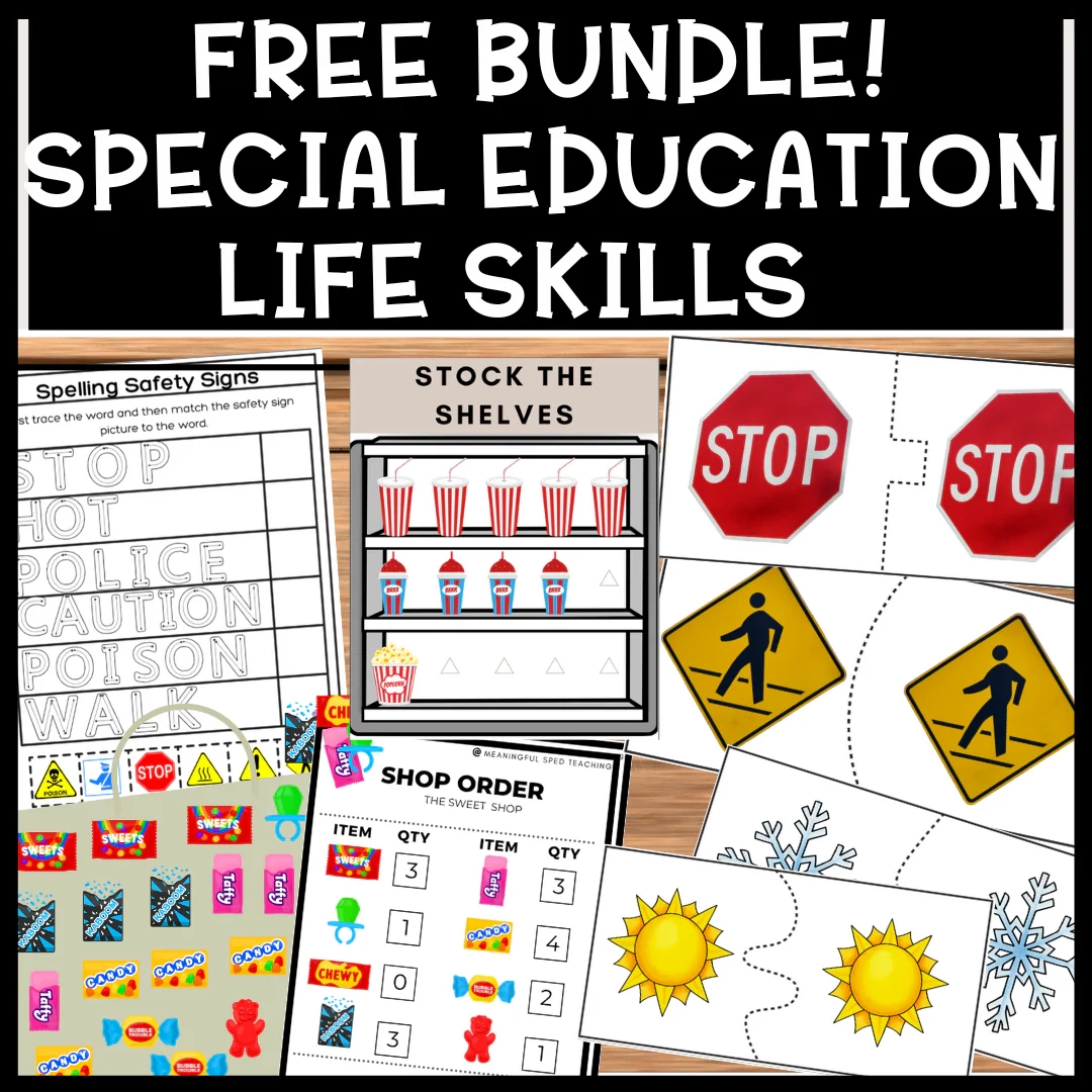 Special Education Vocational Life Skills Printable Activities FREE 