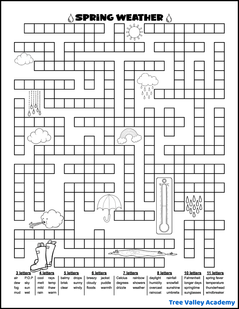Spring Weather Fill In Puzzle Tree Valley Academy