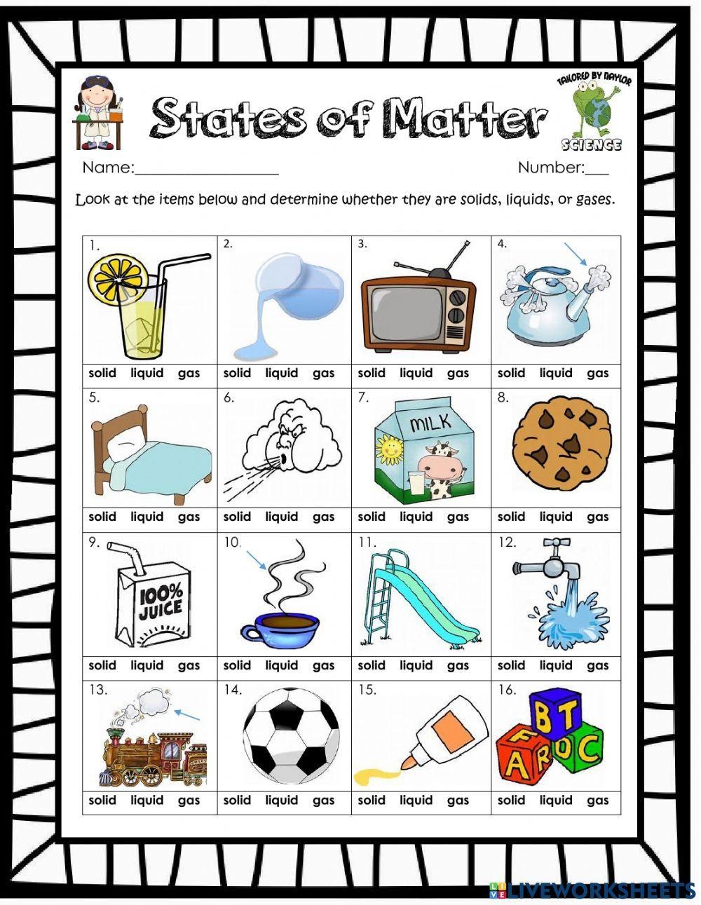 States Of Matter Free Interactive Worksheets 1514439