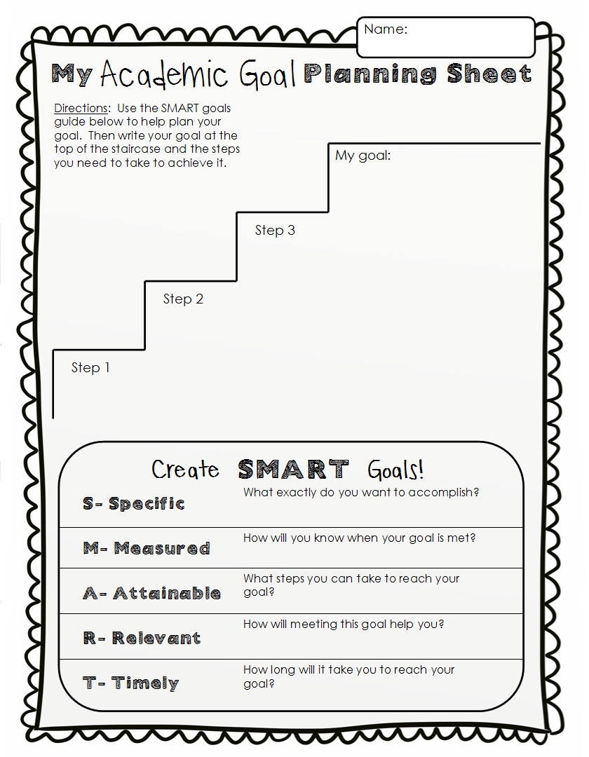 Free Printable Smart Goal Worksheet For Kids
