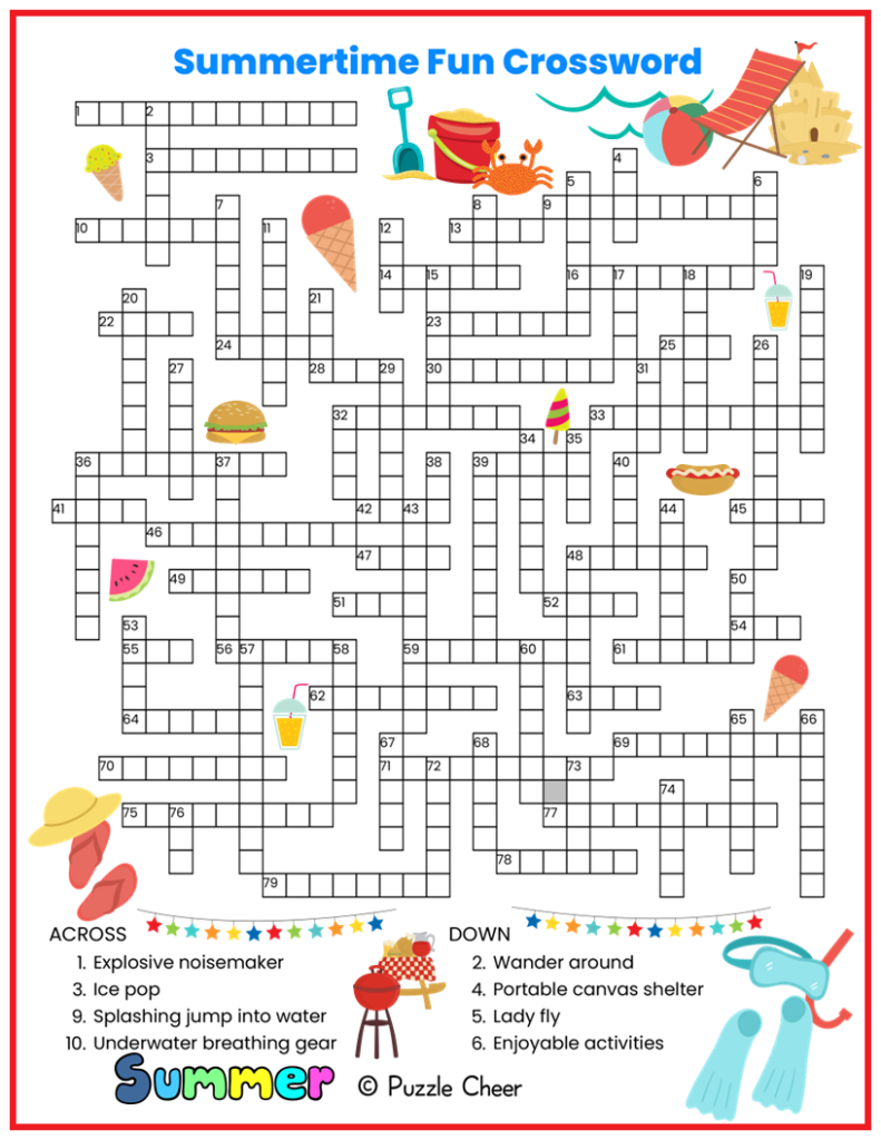 Summer Printable Crossword Puzzle