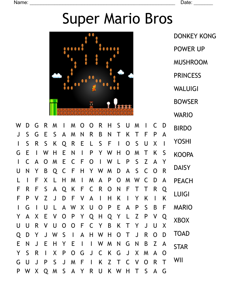 Mario Crossword Puzzle Printable