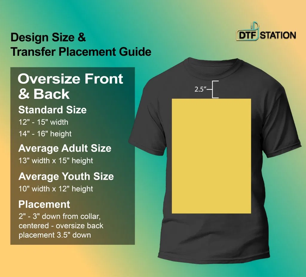 T shirt Design Size Chart Transfer Placement Guide DTF Station