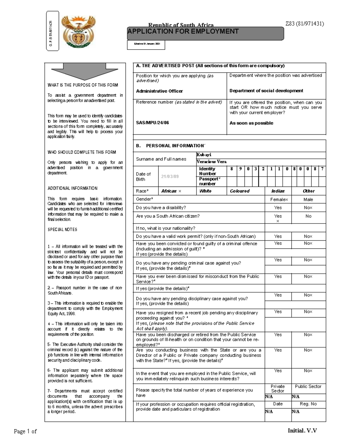 New Z83 Form 2026 Template